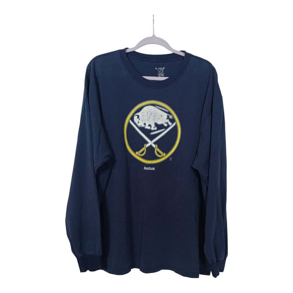 Reebok Buffalo Sabres NHL Hockey Long Sleeve Shirt Blue Men's Size 2XL Vintage